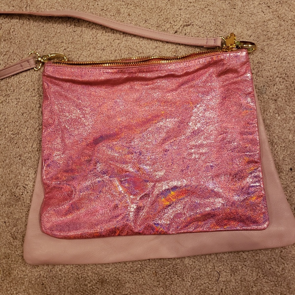 AMERICAN APPAREL PINK HOLO LEATHER PURSE